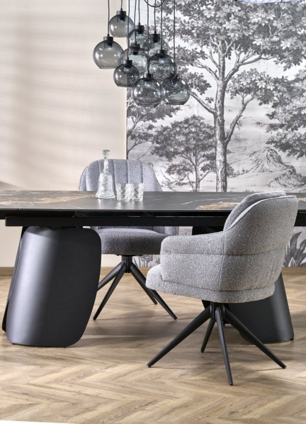 Rozkládací jídelní stůl FORUM 180(260)x90 černý mramor/černý