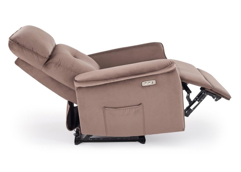Elektricky polohovací relaxační křeslo SEMIR s USB mokka