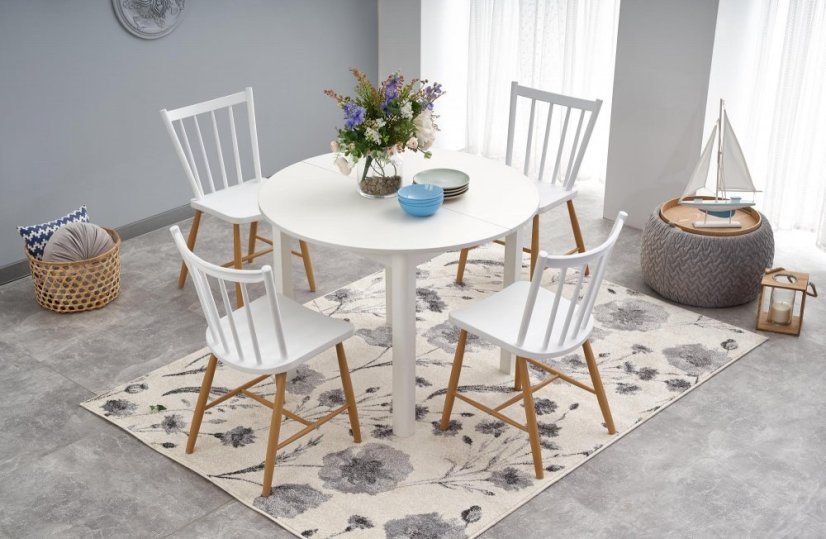 Rozkládací jídelní stůl RINGO 102(142)x102 bílý