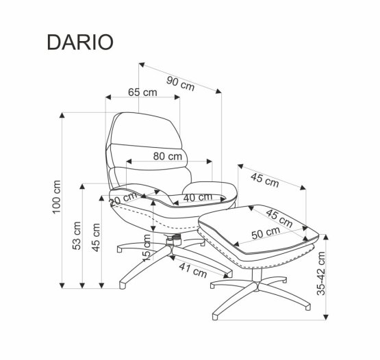 Křeslo DARIO s podnožkou modré