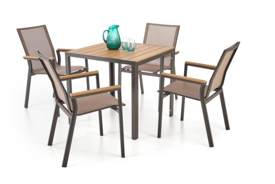 Záhradné kreslo FIERRO čierne/sivé/hnedé