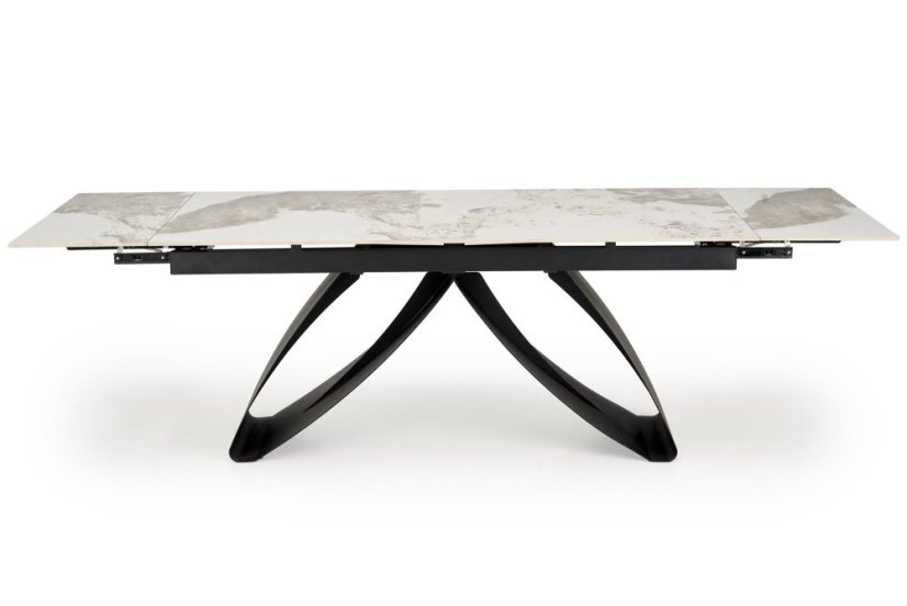 Rozkládací jídelní stůl HILARIO bílý mramor/černý