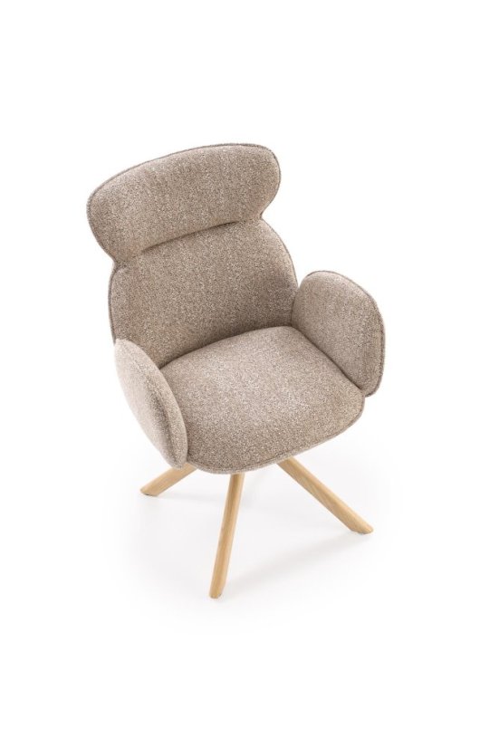 Jedálenské kreslo K585 tmavo béžové/dub prírodné