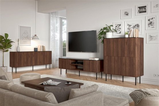 TV stolík SOLANO RTV-1 orech warmia / čierny mramor