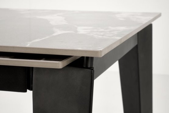 Rozkladací jedálenský stôl FELIX 141(201)x81 sivý mramor/čierna