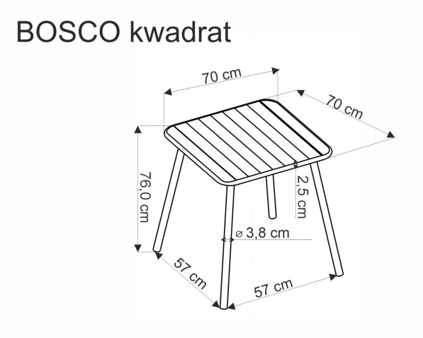Záhradný stôl BOSCO 70x70 biely