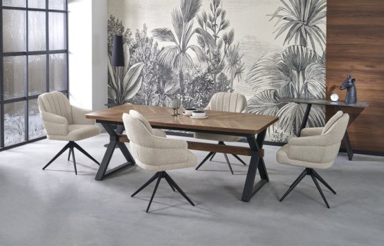 Rozkladací jedálenský stôl BARON 200(350)x100 orech/čierna