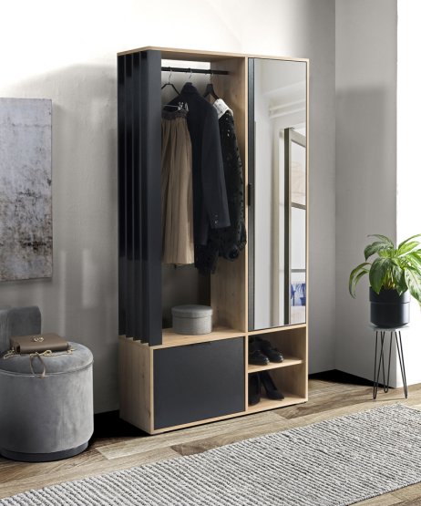 Předsíňová stěna MILO dub artisan/černá