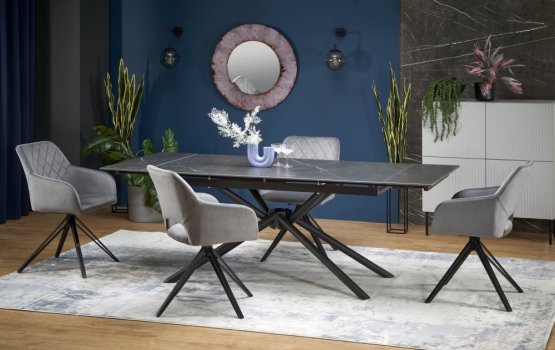 Rozkladací jedálenský stôl VITORINO 160(220)x90 čierny mramor/čierna