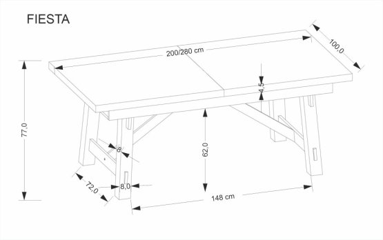 Rozkladací jedálenský stôl FIESTA 200(280)x100 dub prírodný/čierna