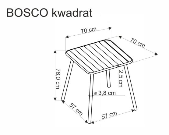 Záhradný stôl BOSCO 70x70 čierny