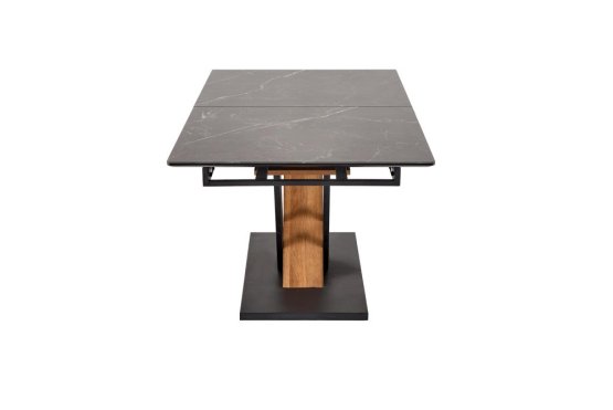 Rozkladací jedálenský stôl VOLANT 160(180)x90 čierny mramor/dub zlatý/čierna