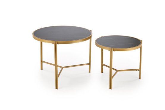 Konferenční stolek FATIMA - sada 2 ks černý mramor/zlatý