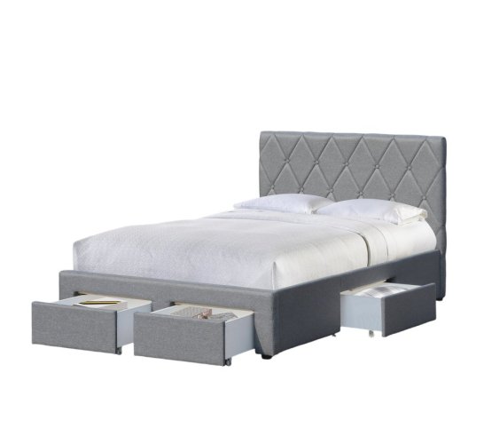 Čalouněná postel BETINA 120x200 se zásuvkami šedá