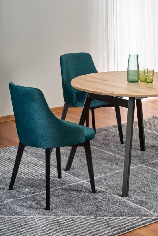 Rozkládací jídelní stůl RUBEN 102(142)x102 dub artisan/černý