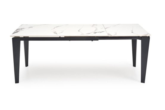 Rozkladací jedálenský stôl FELIX 141(201)x81 biely mramor/čierna