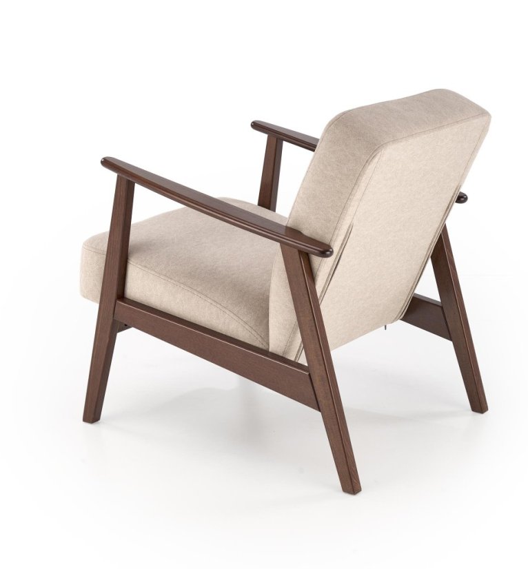 Křeslo MILANO 1S béžové/tmavý ořech