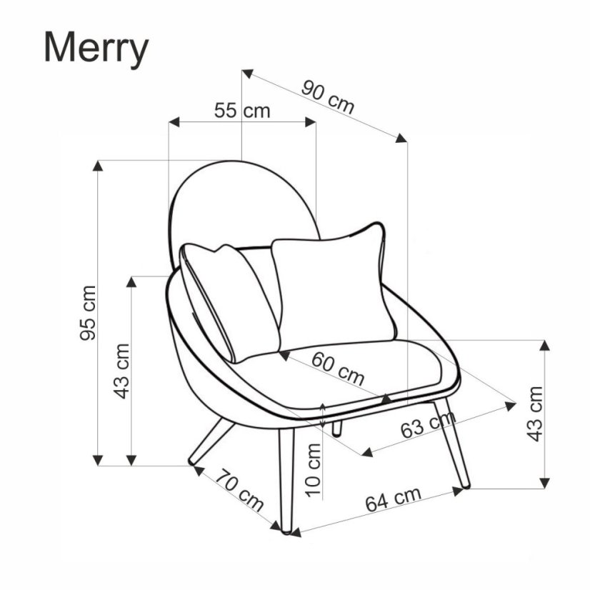 Kreslo MERRY sivé