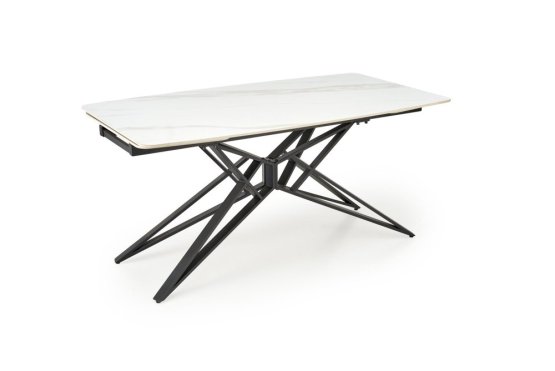 Rozkladací jedálenský stôl ALFREDO 160(240)x91 biely mramor/čierna