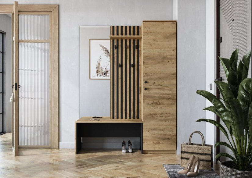 Predsieňová stena ZARIS dub zlatý / čierna