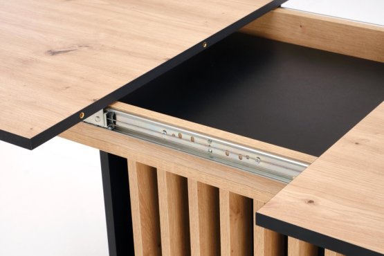 Rozkladací jedálenský stôl WILSON 120(158)x77 dub artisan/čierna