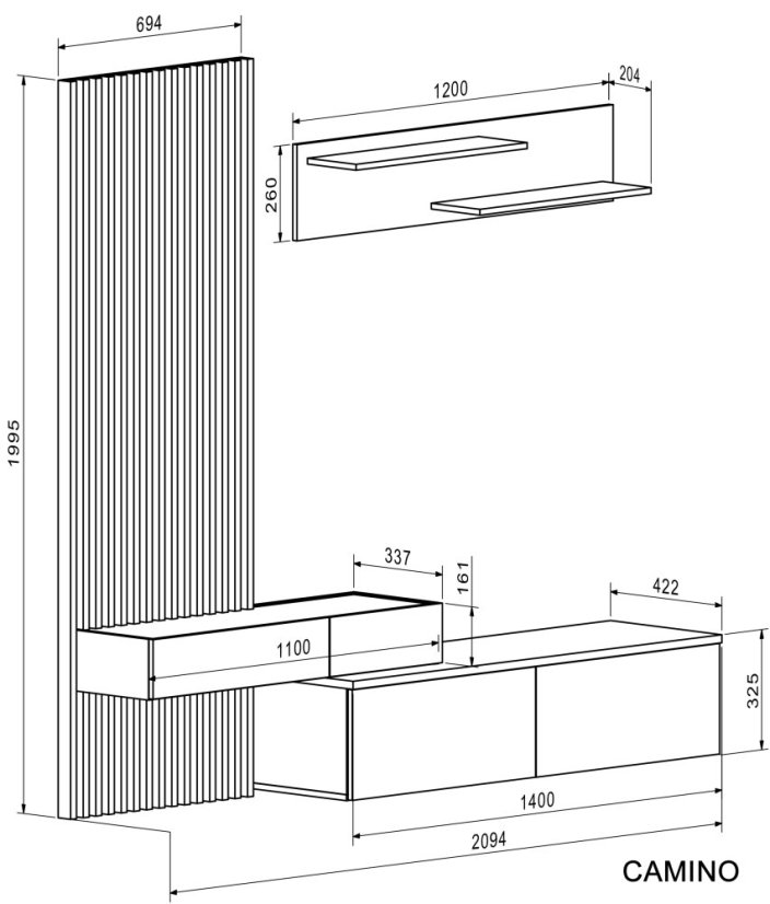 Obývací sestava CAMINO dub artisan/černá