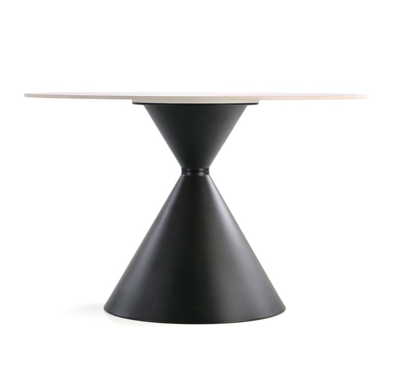 Kulatý jídelní stůl GARET ø 120 bílý mramor/černý