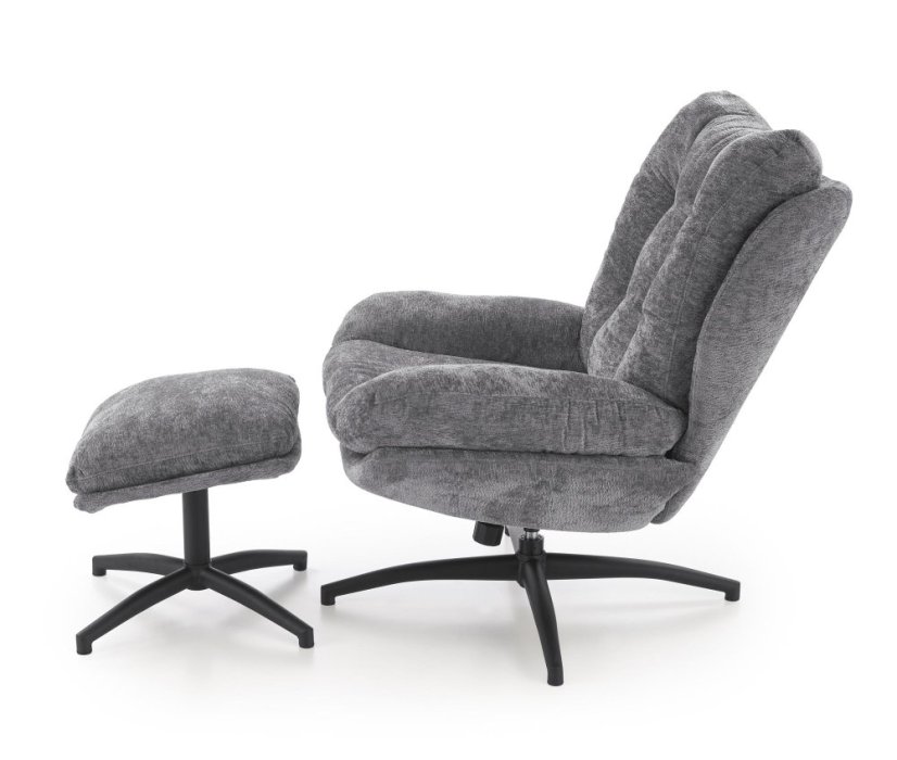 Čalúnené kreslo PESTO s podnožkou sivé