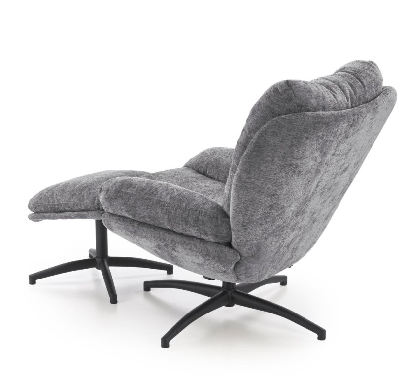 Čalúnené kreslo PESTO s podnožkou sivé