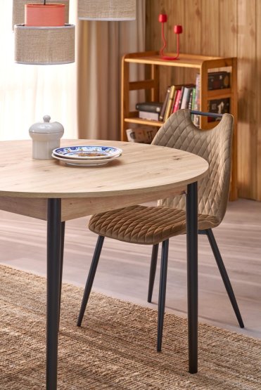 Rozkladací jedálenský stôl PIVOT 102(142)x102 dub artisan/čierna