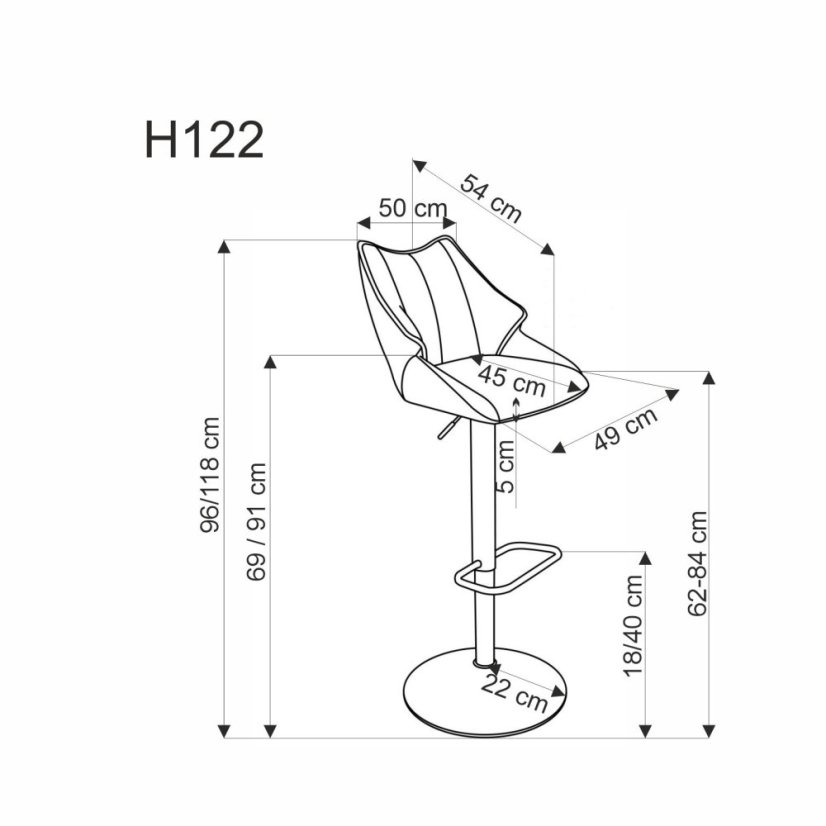 Barová židle H122 šedá