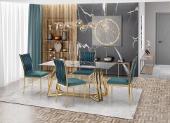 Jedálenský stôl KONAMI 160x90 čierny mramor/zlatý