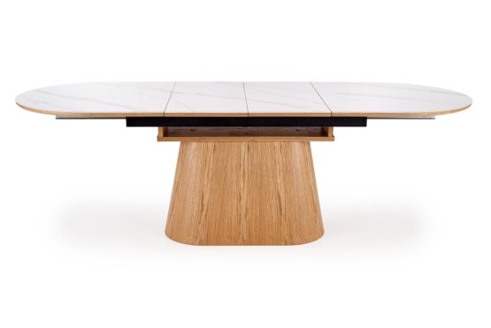 Rozkládací jídelní stůl SIRIUS 160(240)x90 bílý mramor / přírodní