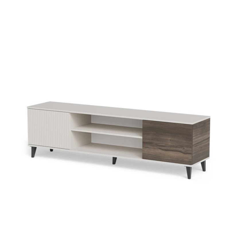 Televizní stolek RANDOM 2 RTV 180 s krbem kašmír/ořech/černý