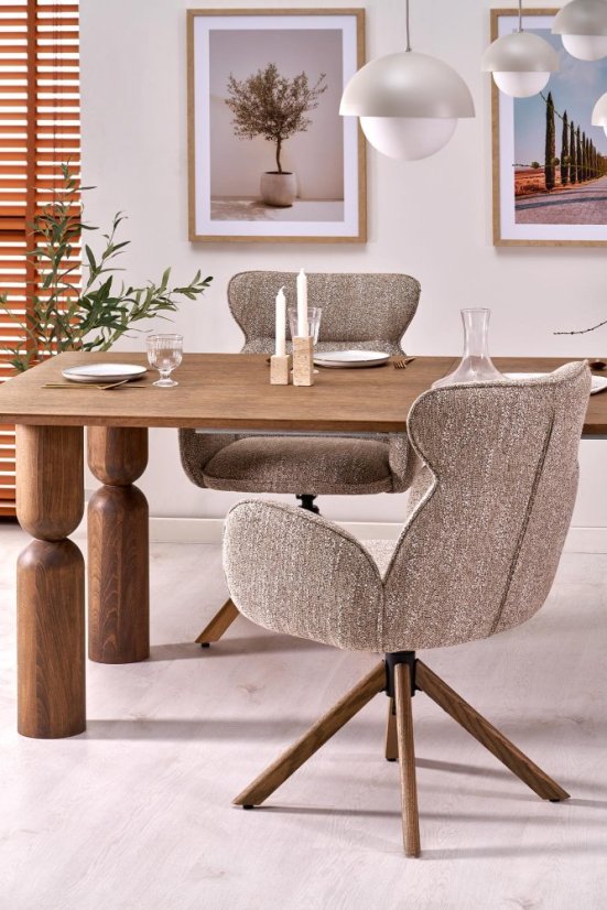 Jedálenské kreslo K585 tmavo béžové/dub prírodné