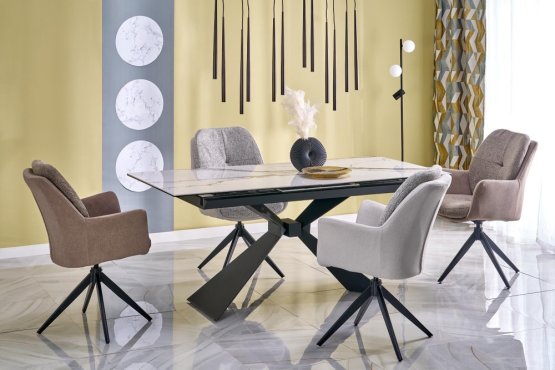 Rozkladací jedálenský stôl LUCIANO 180(230)x90 biely mramor/čierny