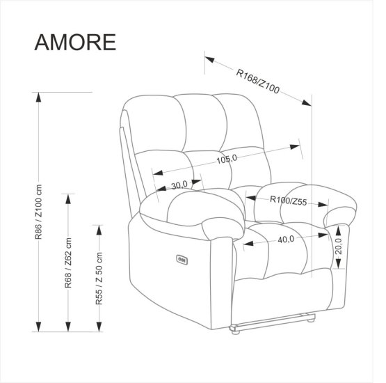 Relaxačné kreslo AMORE sivé