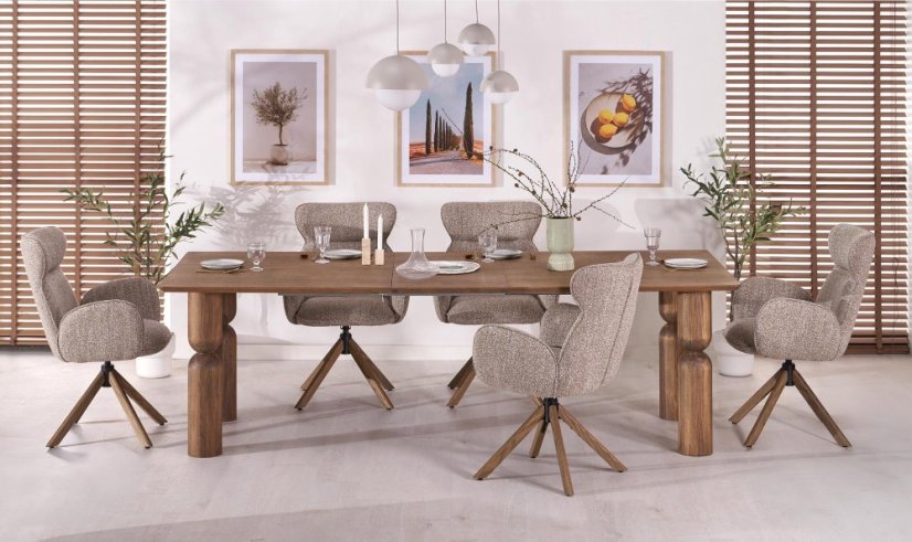 Jedálenské kreslo K585 tmavo béžové/dub prírodné