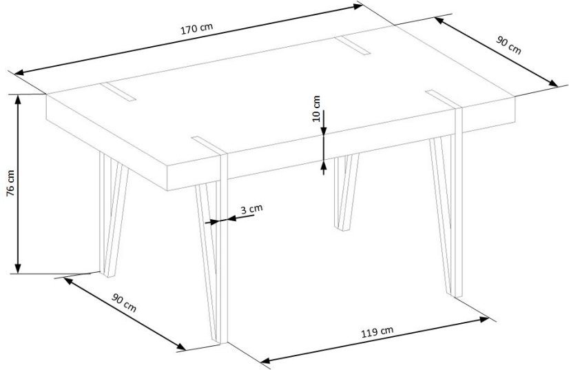 Jedálenský stôl YOHANN 170x90 dub san remo/čierny