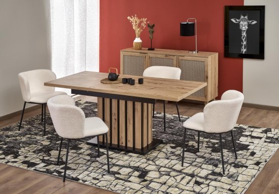 Rozkladací jedálenský stôl LAMELLO 160(210)x90 dub artisan/čierny