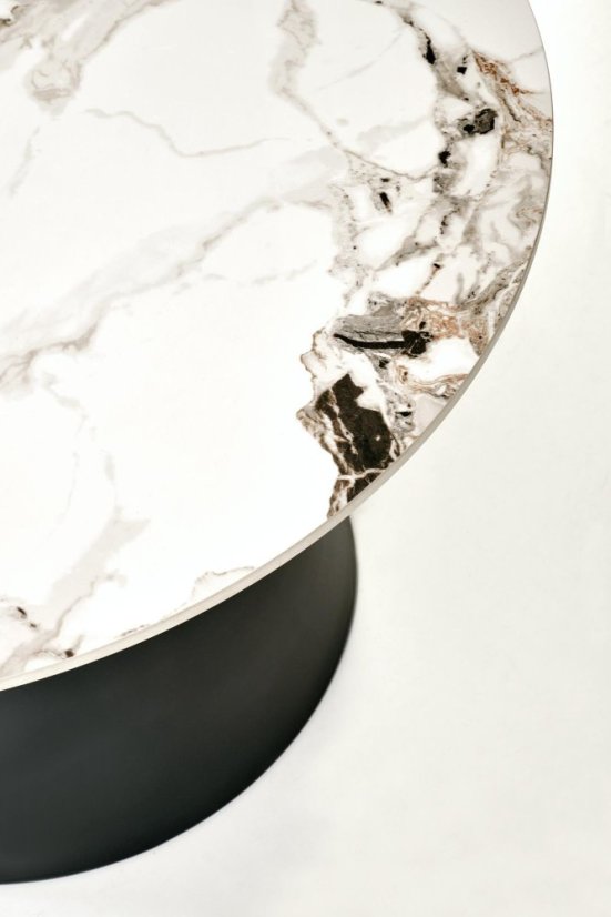 Konferenční stolek MAGNETA - set 2 ks bílý mramor/černá