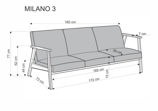 Trojmiestna pohovka MILANO 3S zelená/tmavý orech