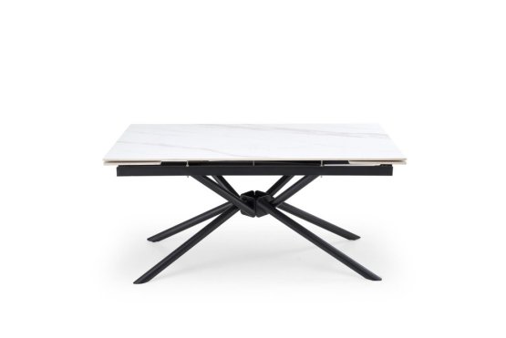 Rozkladací jedálenský stôl VITORINO 160(220)x90 biely mramor/čierna