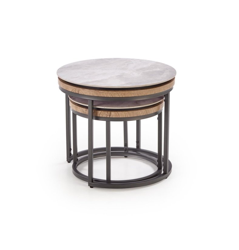 Konferenčný stolík ITAKA - set 2 ks sivý mramor/grafit