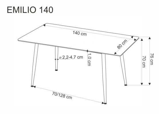 Jídelní stůl EMILIO 140x80 bílý/černý
