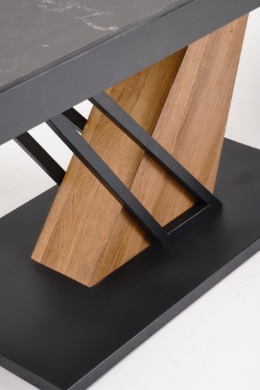 Rozkladací jedálenský stôl VOLANT 160(180)x90 čierny mramor/dub zlatý/čierna