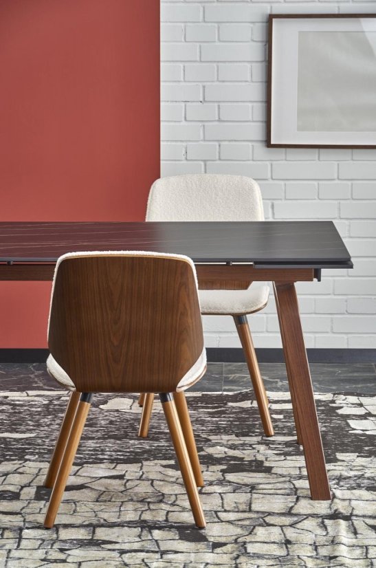 Rozkládací jídelní stůl LOZANO 140(200)X82 černý mramor/ořech