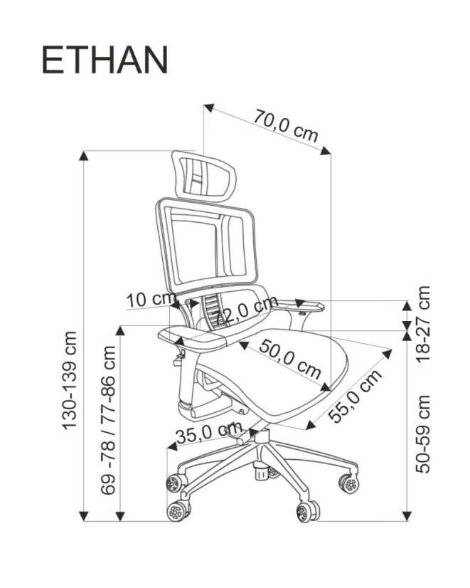 Kancelárske kreslo ETHAN sivé