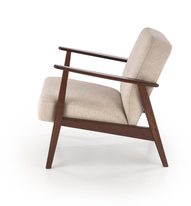 Křeslo MILANO 1S béžové/tmavý ořech