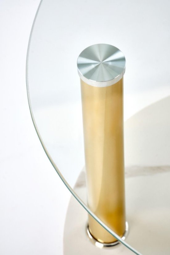 Konferenčný stolík DUCAT S biely mramor/sklo/zlatý